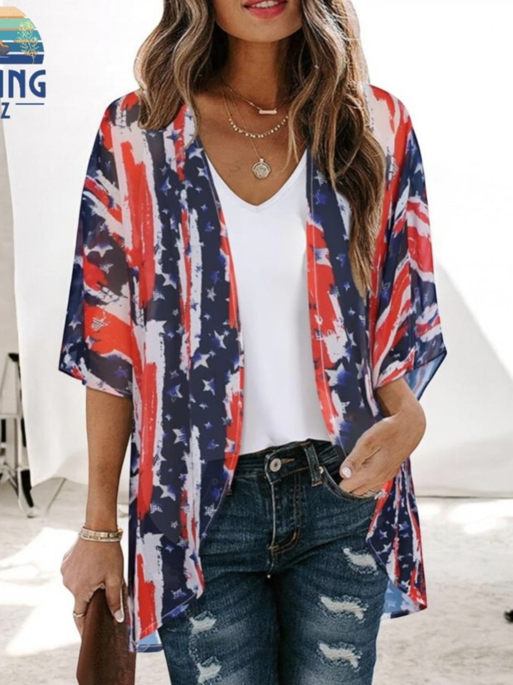 July 4th 2026 Women's Floral Print Puff Sleeve Blouse
